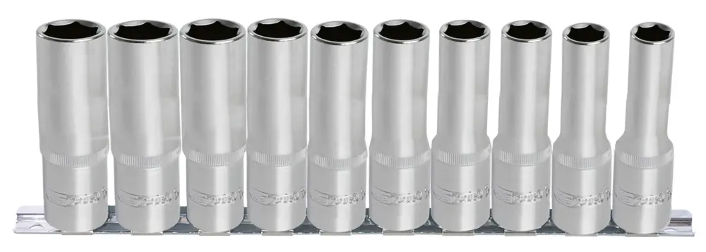 Jeu de 10 douilles longues 6 pans ultimate sur rail 1/4 - 4 mm à 13 mm - KS TOOLS - 922.1458