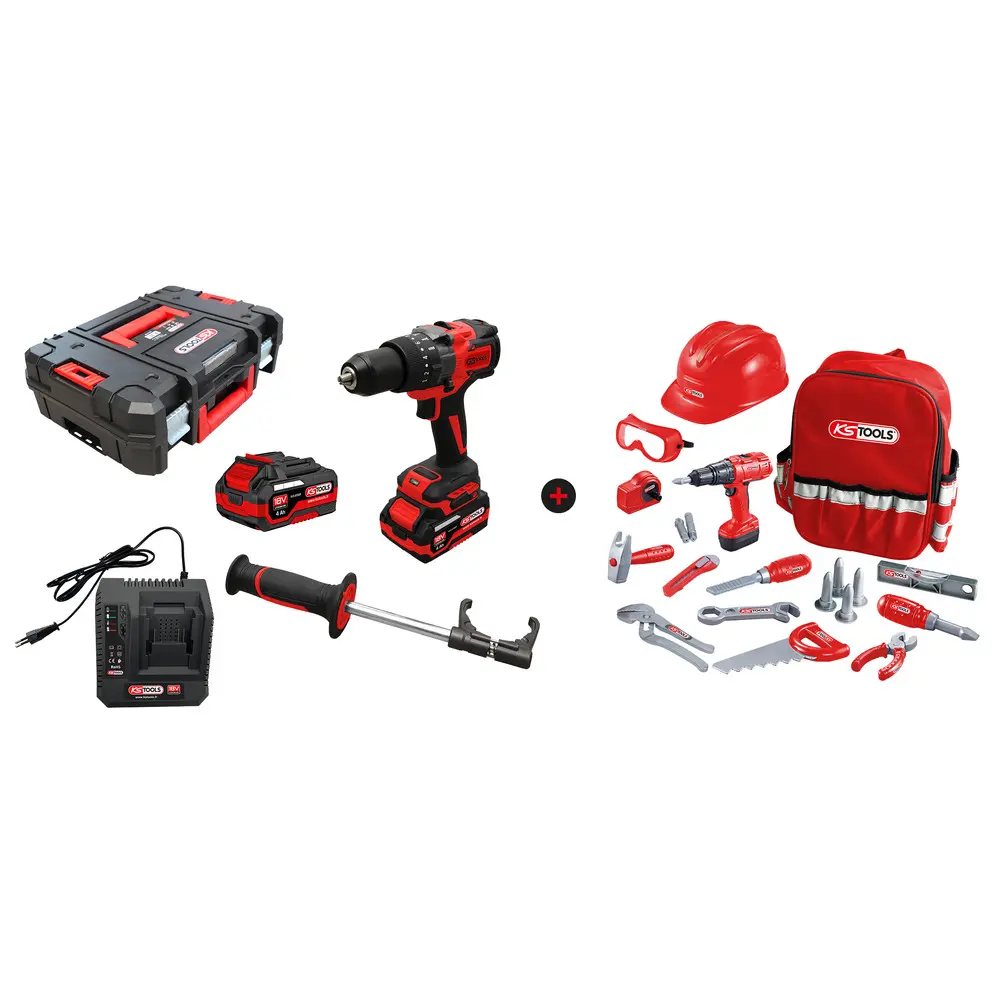 Lot d'une perceuse-visseuse sur batterie et d'un sac à dos avec outils pour enfant - KSTOOL - 515.4730F-A1