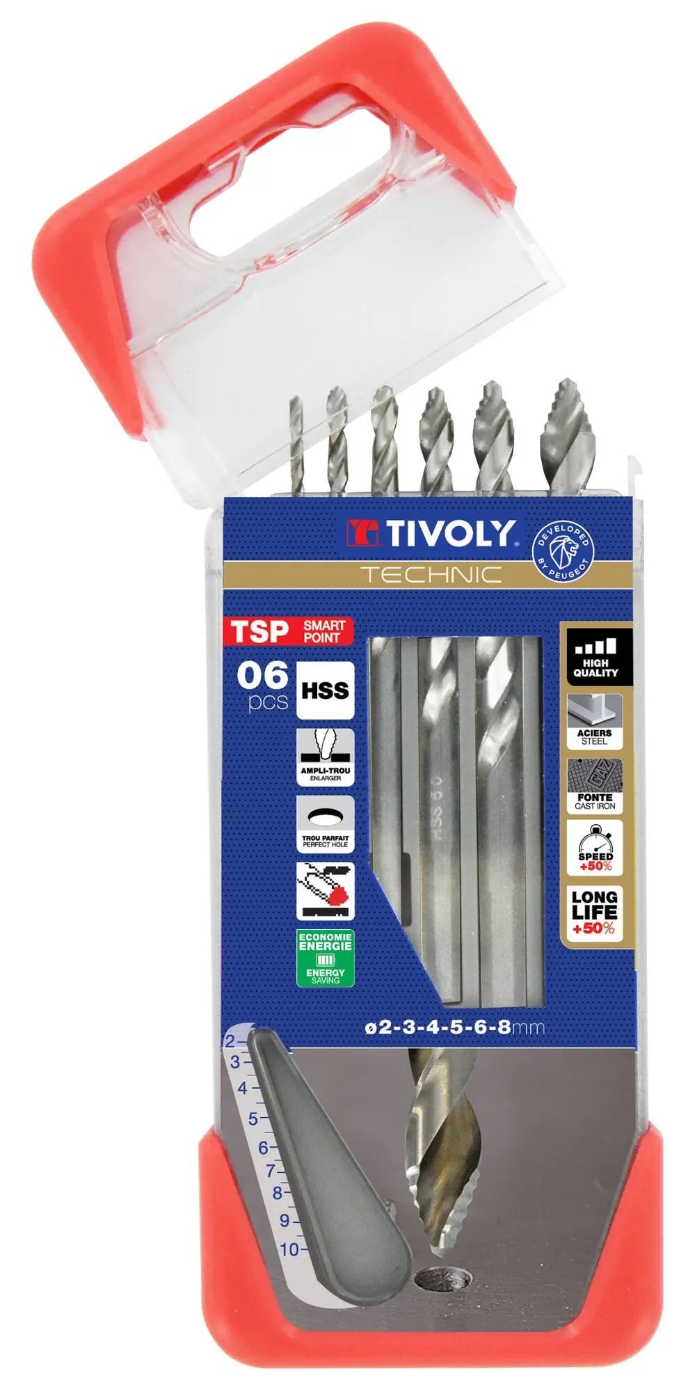 6 Forets métaux HSS taillé meulé affûtage Tivoly Smart Point Ø 1 à 8mm - TIVOLY - 11457070002
