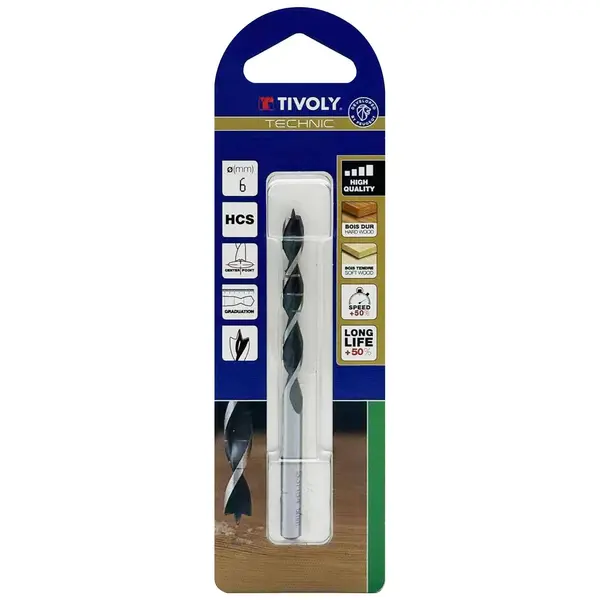Foret bois 3 pointes Queue cylindrique Gradué SLR - TIVOLY - 10863820