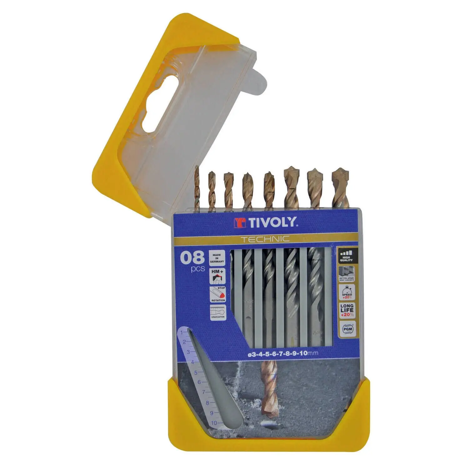 Coffret 8 forets béton gradué Technic - TIVOLY - 10960570001