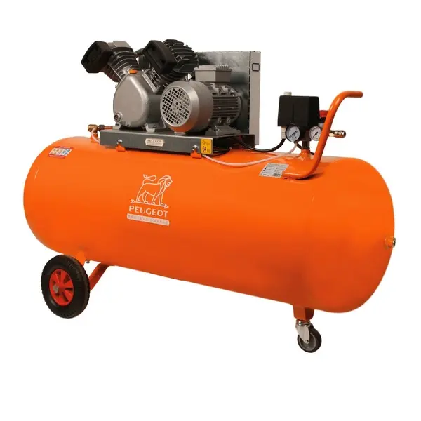 Compresseur à piston 2,2 KW -200 Litres -25 m3/h - 400V triphasé - Bicylindre en V - PEUGEOT PROFESSIONNELS - PCAP200VT25
