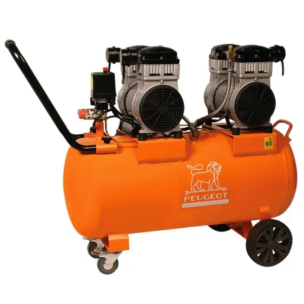 Compresseur à piston 2x1,2 KW -80 Litres -24,2 m3/h - 230V -Silencieux 65Db - PEUGEOT PROFESSIONNELS - PCAP80SH24