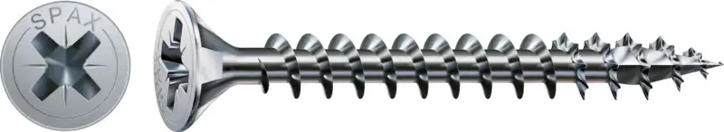 Boîte 500 Vis à bois Tête fraisée Pozi N°2 5X50 Diamètre de tête:9,7  Filetage total WIROX - SPAX - 1081010500505