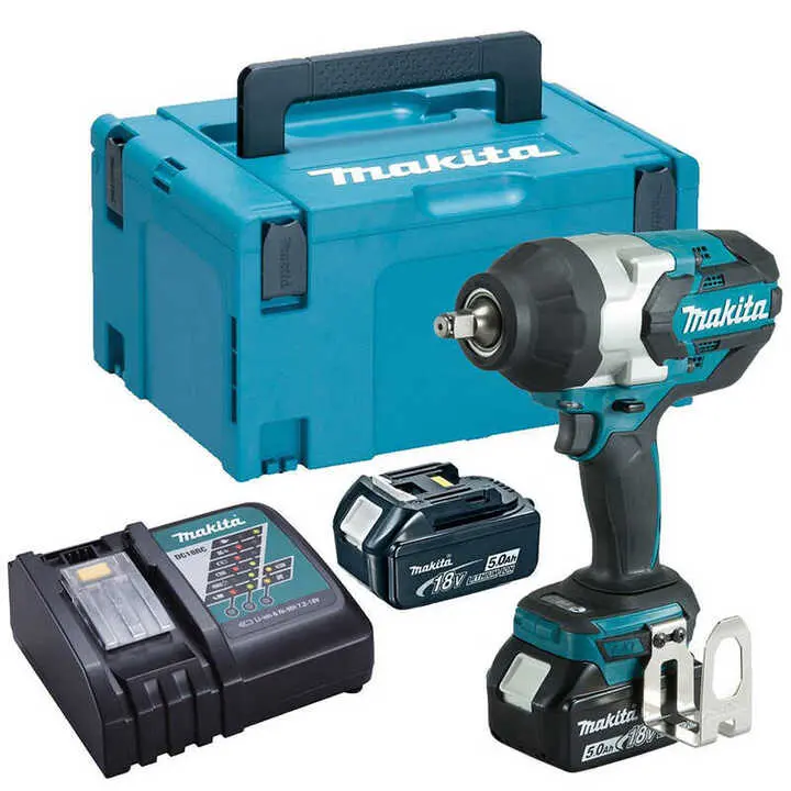 Boulonneuse à chocs MAKITA 18 V Li-Ion 1000 Nm - MAKITA - avec 2 Batteries 5.0Ah, chargeur, Makpac - DTW1002RTJ