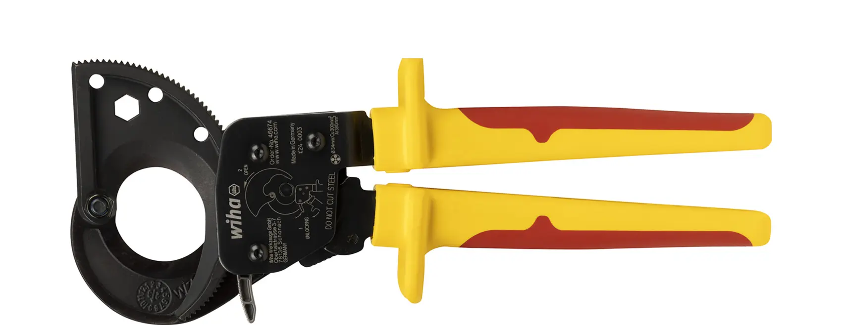 Pince coupe-câbles electric isolée à cliquet 300 mm² - WIHA - 46674