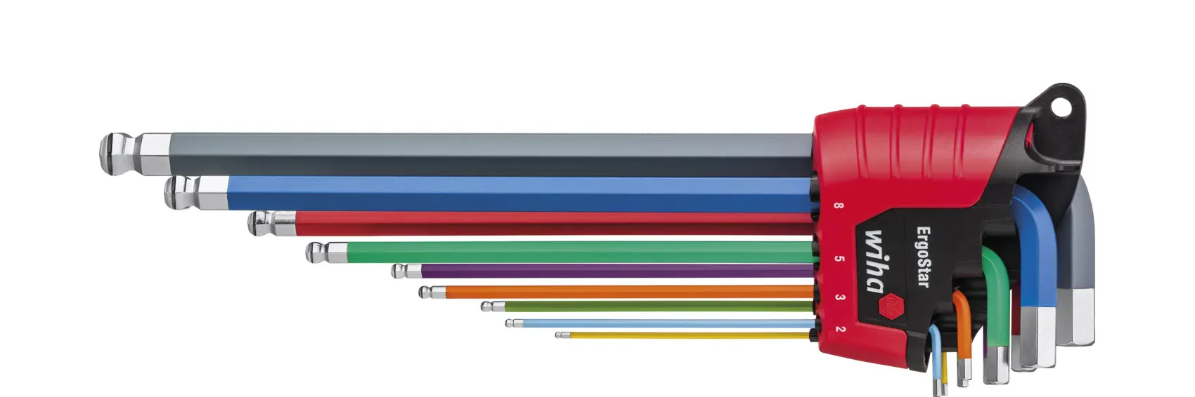 Jeu de 9 clés mâles avec code couleur 1,5 à 10 mm en étui ErgoStar - WIHA - 43850