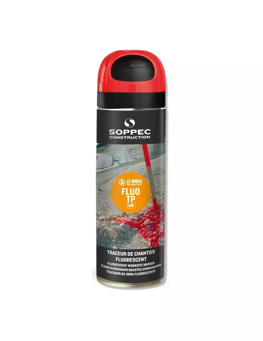 Aérosol traceur chantier rouge fluo 500ml - SOPPEC - 141913O Aérosol traceur chantier rouge fluo 500ml - SOPPEC - 141913O