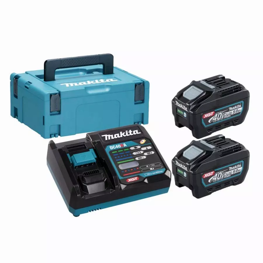 Batteries 40V Li-ion MAX XGT BL4050F - MAKITA - Set de 2 batteries 40V 5.0 ah - Chargeur - MakPac- 191V35-5 Batteries 40V Li-ion MAX XGT BL4050F - MAKITA - Set de 2 batteries 40V 5.0 ah - Chargeur - MakPac- 191V35-5