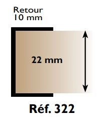 Profil chant "U" 322 PRUNIER - 22 mm x 2.60 m - blanc - RIBP322