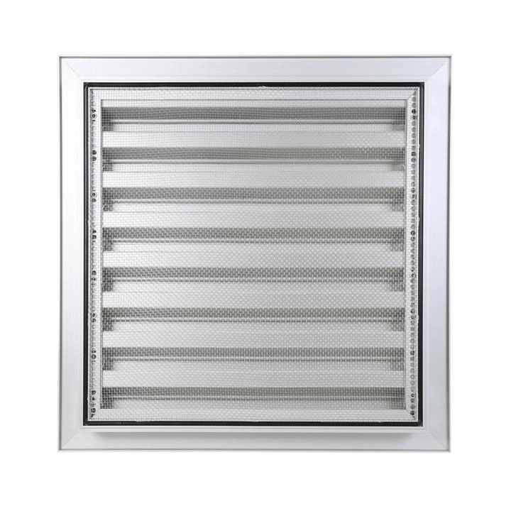 Grille murale à encastrer RENSON F1 anodisé argent moustiquaire inox - 400 x 400 mm - 41144