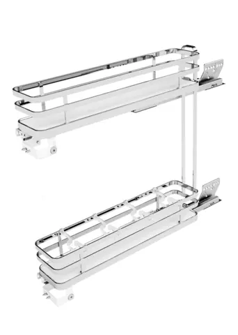 Combiné bas coulissant pour meuble 150 mm SIGE - panier fond blanc - 2 niveaux - 110 x 500 x 520 mm - 002+
