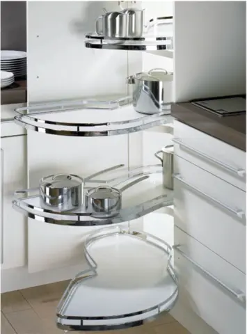 Kit 2 plateaux LEMANS II classic HETTICH - blanc chrome brillant - gauche - antigliss - porte de 600 mm - 9136171