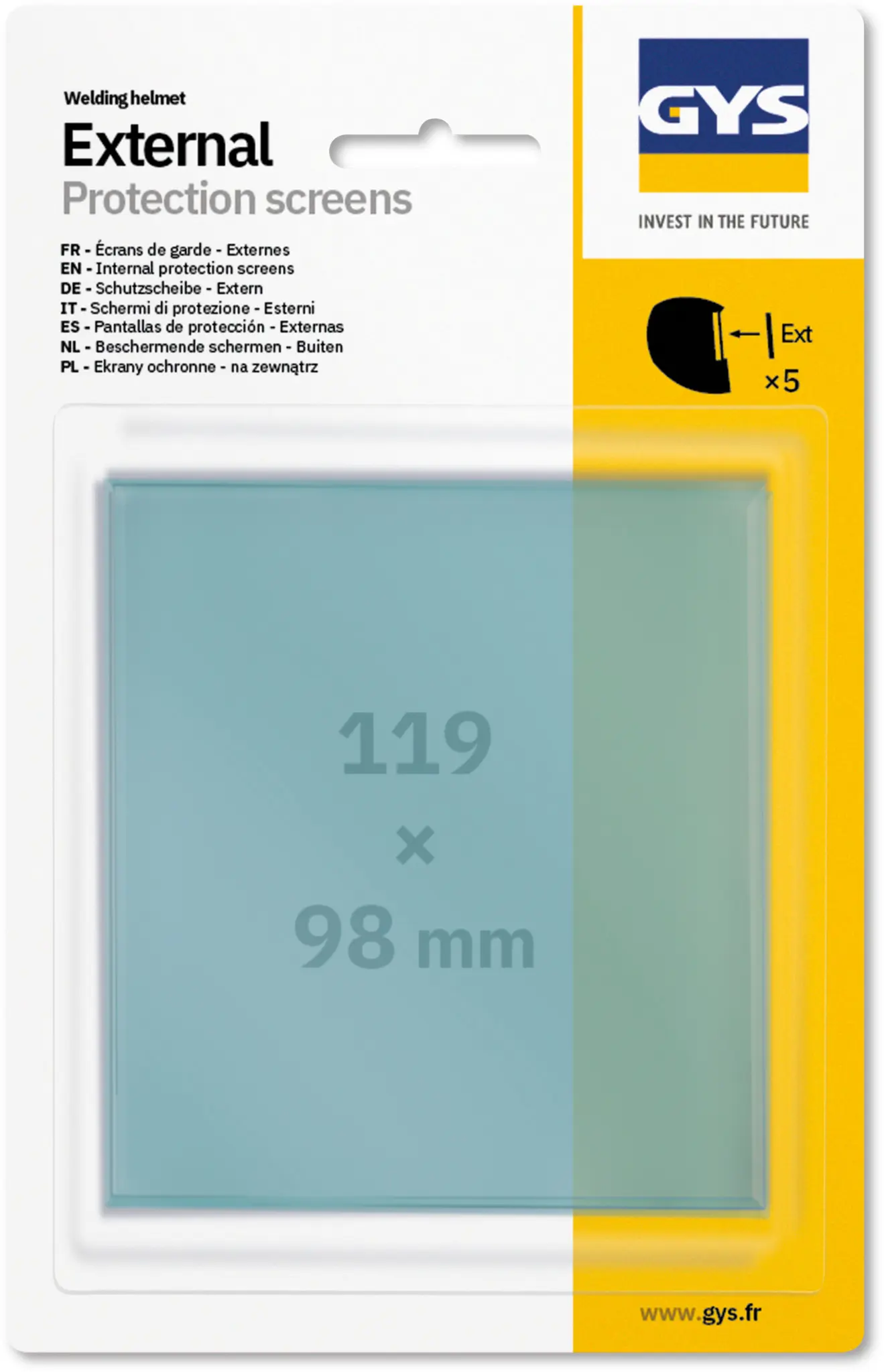 Écrans externes EXPERT 11 - 119 x 98 mm - 5 pièces - GYS - 040823
