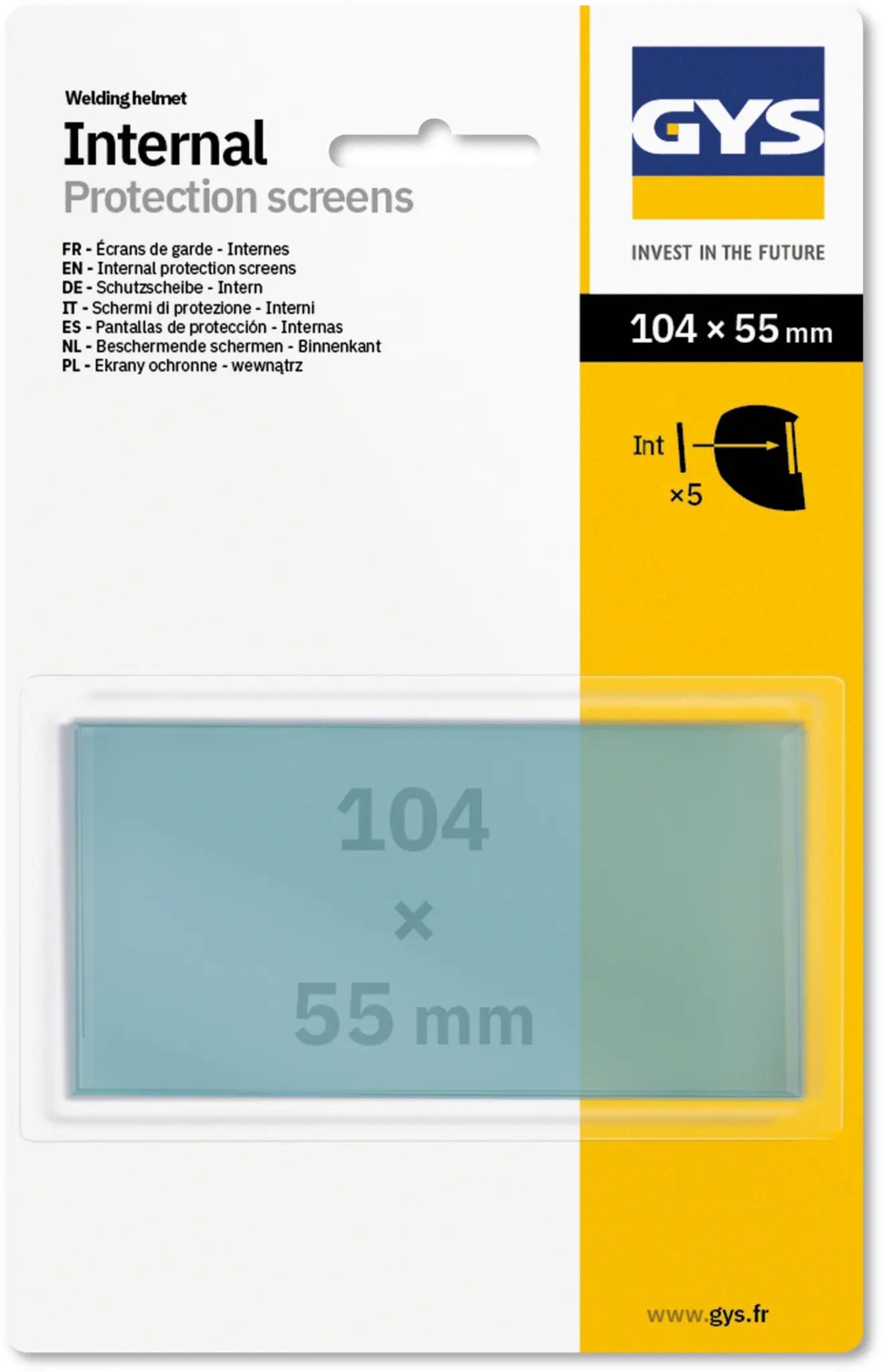 5 écrans internes 104 x 55 - MASTER 11 / EXPERT 11 / INVADER / SPACE - GYS - 040847