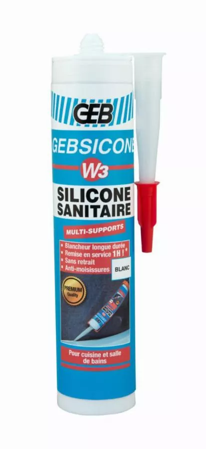 Mastic GEBSICONE W3 100% silicone d'étanchéité - Cartouche de 280ml blanc - 890750