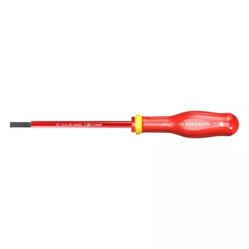 Tournevis Protwist isolé 10000 Volts pour vis à fente 5.5x125 - lame fraisée 5.5 mm - FACOM - AT5.5x125VE Tournevis Protwist isolé 10000 Volts pour vis à fente 5.5x125 - lame fraisée 5.5 mm - FACOM - AT5.5x125VE