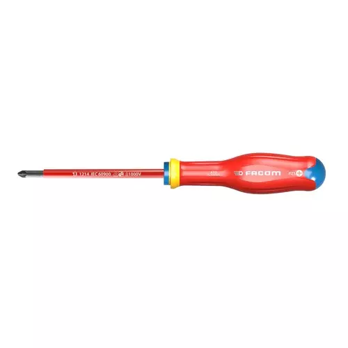 Tournevis Protwist isolé 1000 Volts pour vis cruciforme Pozidriv PZ 1x100 - FACOM - ATD1X100VE Tournevis Protwist isolé 1000 Volts pour vis cruciforme Pozidriv PZ 1x100 - FACOM - ATD1X100VE