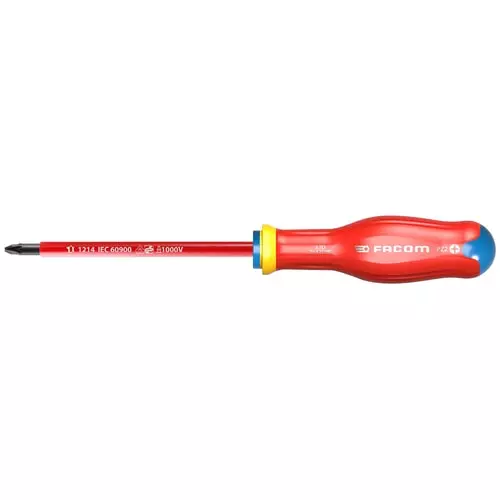 Tournevis Protwist isolé 1000 Volts pour vis cruciformes Pozidriv PZ 2x125 - FACOM - ATD2X125VE Tournevis Protwist isolé 1000 Volts pour vis cruciformes Pozidriv PZ 2x125 - FACOM - ATD2X125VE