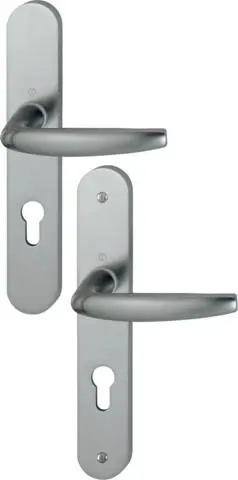 Ensemble de porte plaque large Atlanta HOPPE 1530/300M aspect inox F9 - Clé i - entr.70 épais.68/77 - 2834674