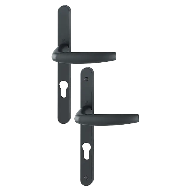 Ensemble de porte-fenêtre plaque étroite Atlanta 1530/300LMSGL HOPPE Noir mat 9714 Clé i Entr.70 - ép.68/77 - 3354592