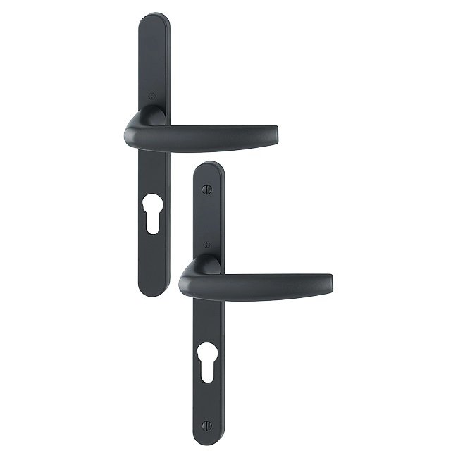 Ensemble de porte-fenêtre plaque étroite Atlanta 1530/300LMSGL HOPPE Noir mat Clé i  Ent.70 - ép.78-87 - 3304368