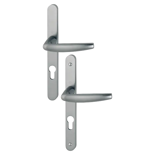 Ensemble de porte-fenêtre plaque étroite Atlanta 1530/300LMSGL HOPPE 195mm Asp.inox F9 Clé i Entr.70 C.7 - ép.78/87 - 3506488