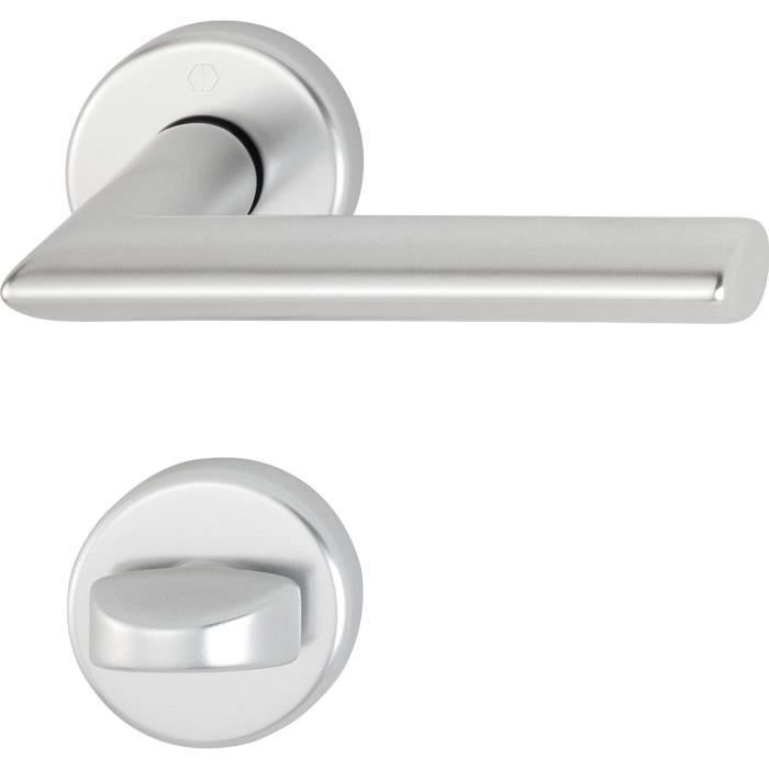 Paire de béquilles sur rosace Stockholm HOPPE 1140/42K/42KS Argent Alu - Bec de cane condamnation - 2834316