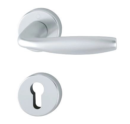Paire de béquilles sur rosace New-York HOPPE 1810/42K/42KS Argent Alu - Clé i - 3735977