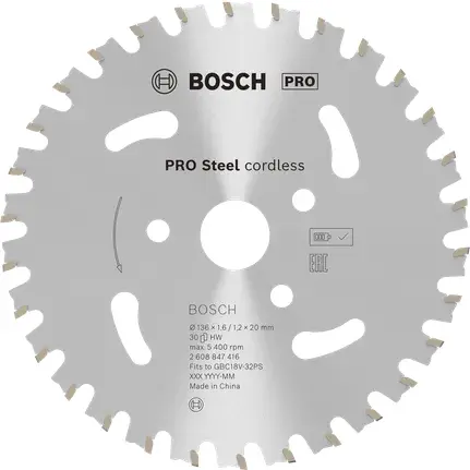 Lame de scie circulaire PRO Steel cordless Ø136mm - BOSCH - 2608847416