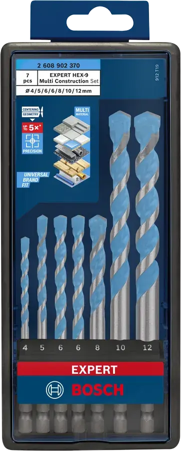 Coffret de forets EXPERT HEX-9 Multi Construction - BOSCH - 2608902370