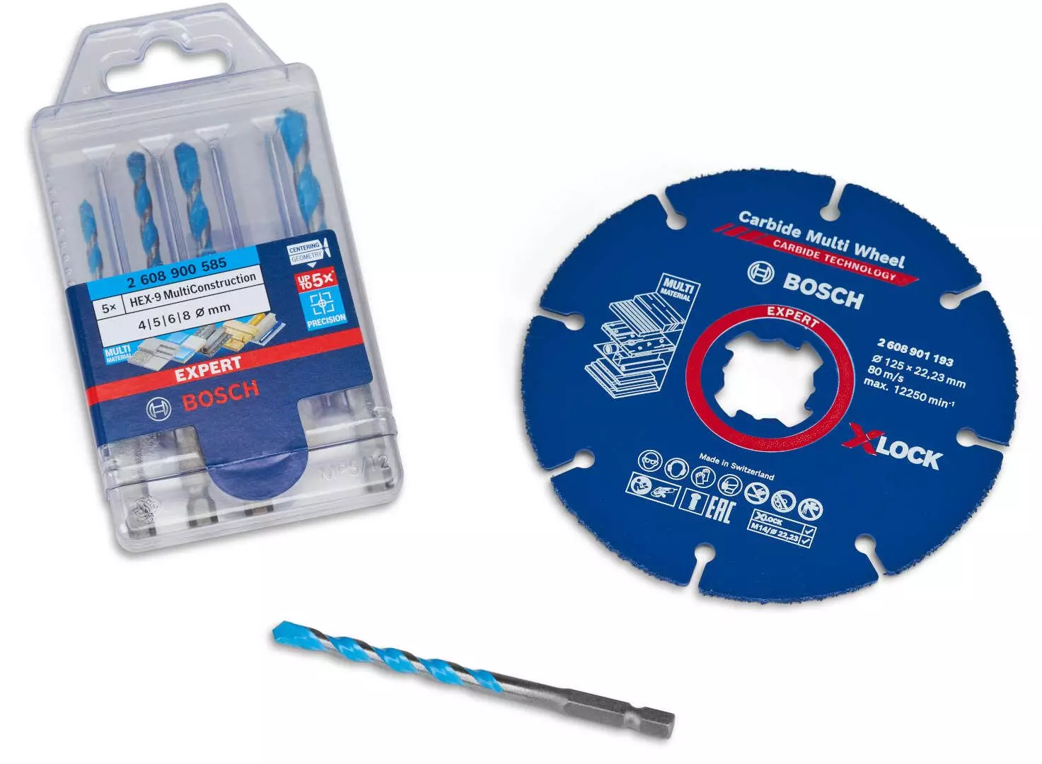 Disque à tronçonner Expert et coffret de 5 forets Expert Hex-9 - BOSCH - 061599765R