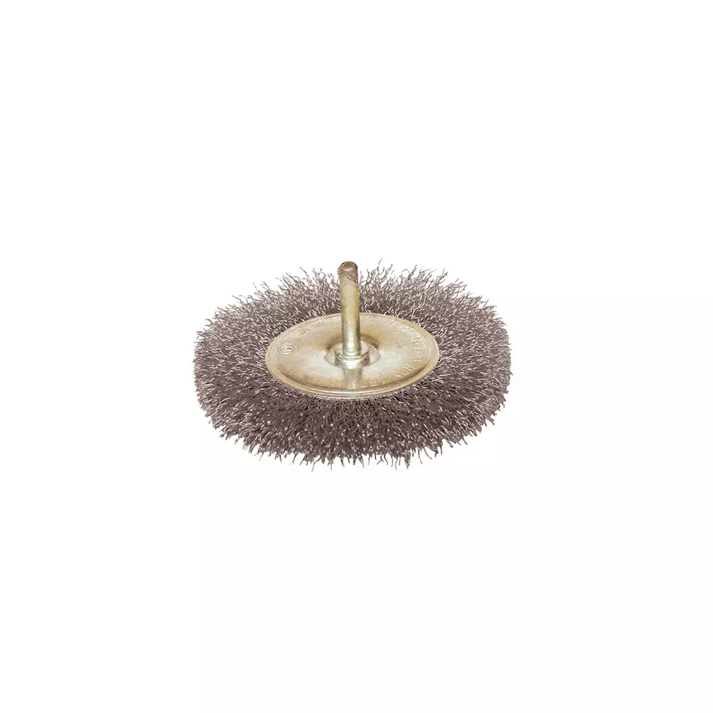 Brosse circulaire sur tige fil acier ondulé décapage dur bois/métal - D.100 mm - Q.6 mm - Ep.12 mm - LEMAN - 330.100V Brosse circulaire sur tige fil acier ondulé décapage dur bois/métal - D.100 mm - Q.6 mm - Ep.12 mm - LEMAN - 330.100V