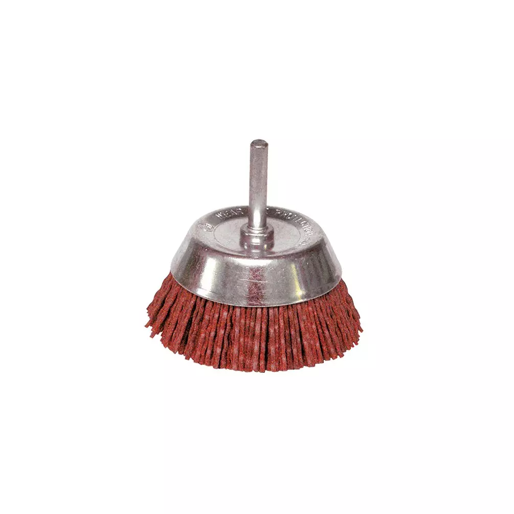 Brosse conique sur tige fil nylon pour décapage doux bois/métal - D. 75 mm - Q. 6 x 30 mm - Gr. 80 - LEMAN - 130.071V Brosse conique sur tige fil nylon pour décapage doux bois/métal - D. 75 mm - Q. 6 x 30 mm - Gr. 80 - LEMAN - 130.071V