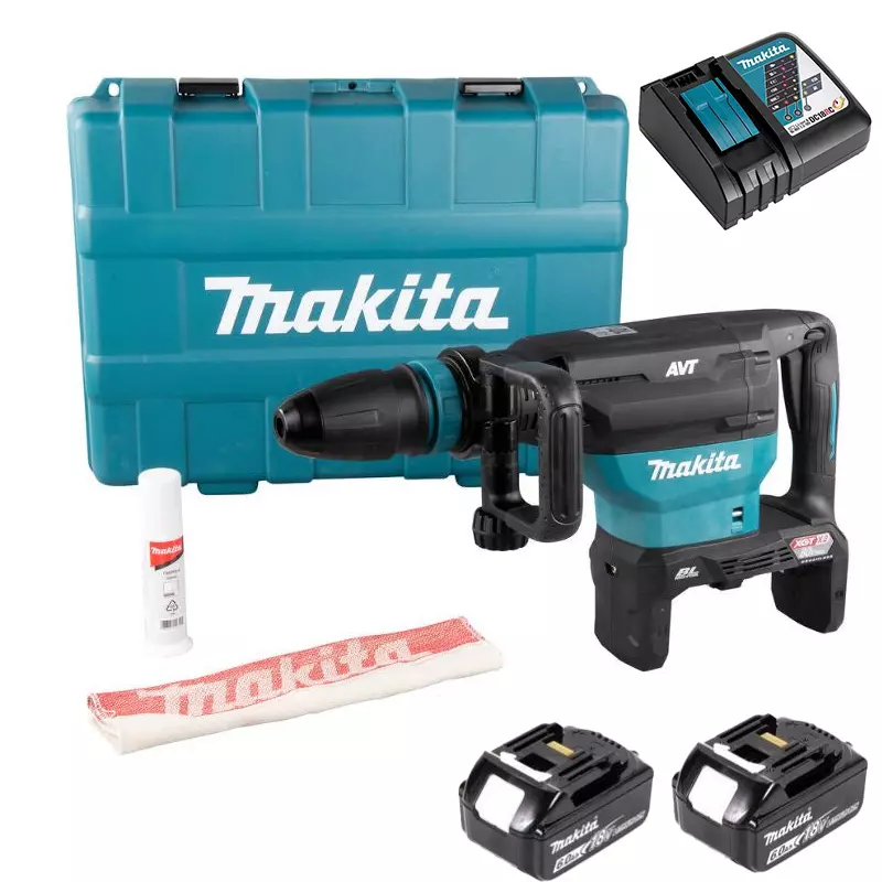 Perforateur SDS-Max 18X2V 40 mm 8J AFT - MAKITA - avec  2 batteries 18V 6.0Ah + chargeur - coffret - DHR400G2UN