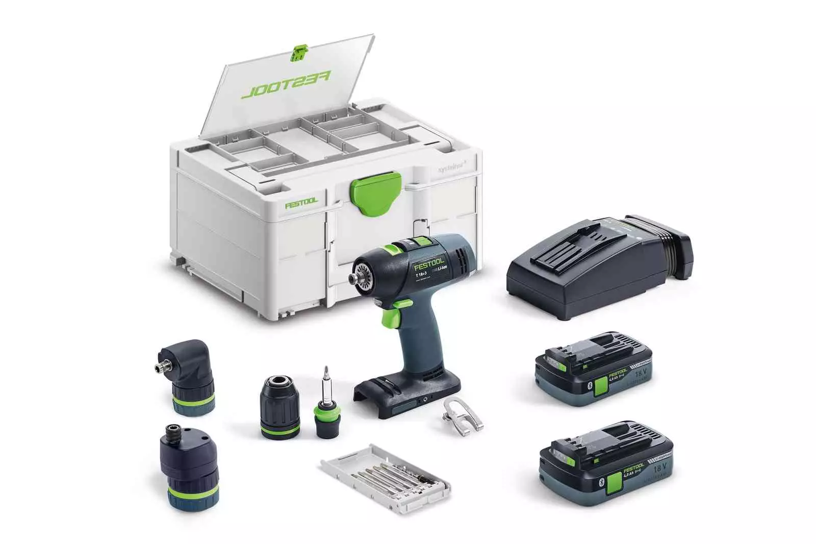 Perceuse-visseuse sans fil T 18+3 HPC 4,0 I-Set - FESTOOL - avec 2 batterie 18V 4.0 Ah - chargeur - accessoires - systainer - 577609