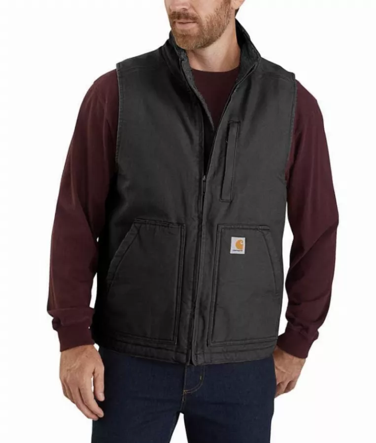 Gilet Sans Manche Washed Duck Lined Mock Noir T.S