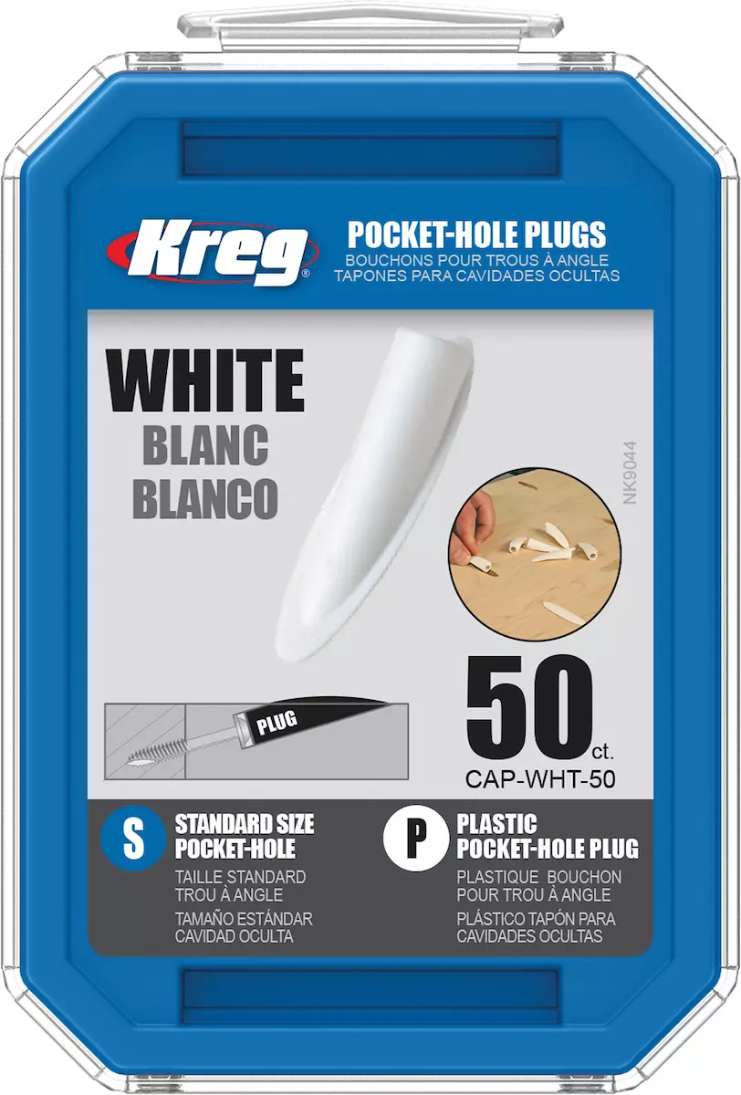 Bouchons de trous de poche standard en plastique blanc - KREG - CAP-WHT-50 Bouchons de trous de poche standard en plastique blanc - KREG - CAP-WHT-50