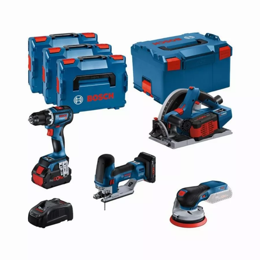 KIT 4 Outils GSR/GKT/GST/GEX - BOSCH - avec batterie ProCore 18V 4.0Ah + 2 batteries ProCore 5.5Ah - 0615990N36 KIT 4 Outils GSR/GKT/GST/GEX - BOSCH - avec batterie ProCore 18V 4.0Ah + 2 batteries ProCore 5.5Ah - 0615990N36