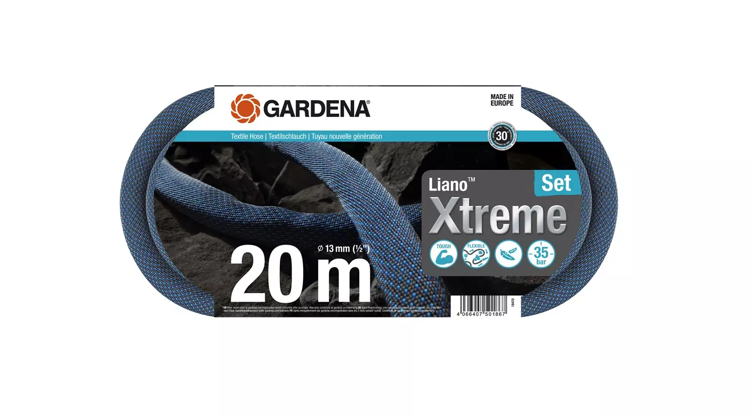 Kit tuyau Liano™Xtreme GARDENA 20m - 18470-20 Kit tuyau Liano™Xtreme GARDENA 20m - 18470-20