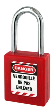 Cadenas de consignation rouge THIRARD anse inox Ø4.76 Largeur 40 mm avec 1 clé varié - 005338RD