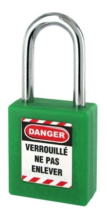 Cadenas de consignation vert THIRARD anse inox Ø4.76 Largeur 40 mm avec 1 clé varié - 005338GN