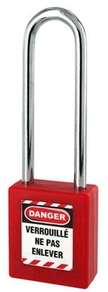 Cadenas de consignation rouge THIRARD anse inox Ø6 Largeur 40 mm avec 1 clé varié - 005576RD