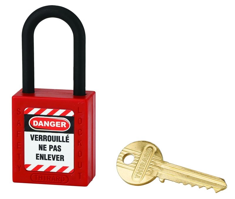 Cadenas de consignation rouge THIRARD anse nylon Ø6 Largeur 40 mm avec 1 clé varié - 005238RD