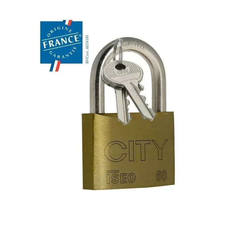Cadenas CITY 45 mm - Laiton et anse acier - 2 clés - ISEO - 2052201.5 Cadenas CITY 45 mm - Laiton et anse acier - 2 clés - ISEO - 2052201.5