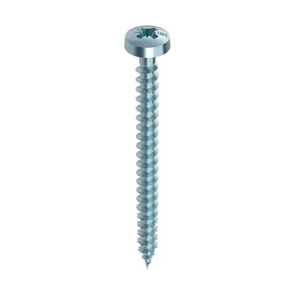 Vis HECO Fix-plus - Zingué argent - Tête ronde - Filetage total - Pozidrive