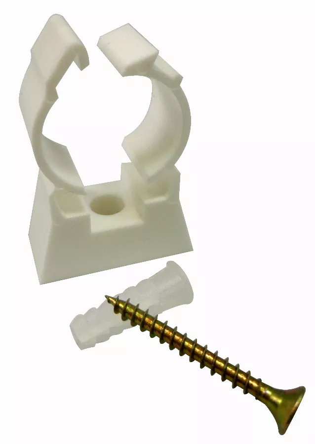 Collier simple en plastique pour fixation de tube multicouche nu NOYON & THIEBAULT - Vis de fixation et cheville fournies - 84