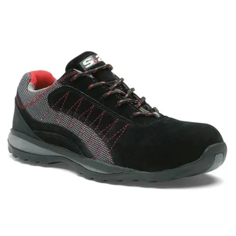 Chaussure basse ZEPHIR S1P - S 24 BOSSI INDUSTRIE - Cuir croûte velours noir/toile grise - Taille 44 - 5122-44