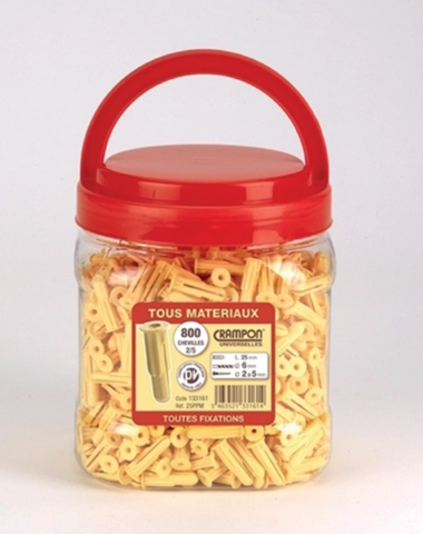 Pot 800 chevilles crampon 2/5 beige VINMER - Ø percage 6 mm - 133161 Pot 800 chevilles crampon 2/5 beige VINMER - Ø percage 6 mm - 133161