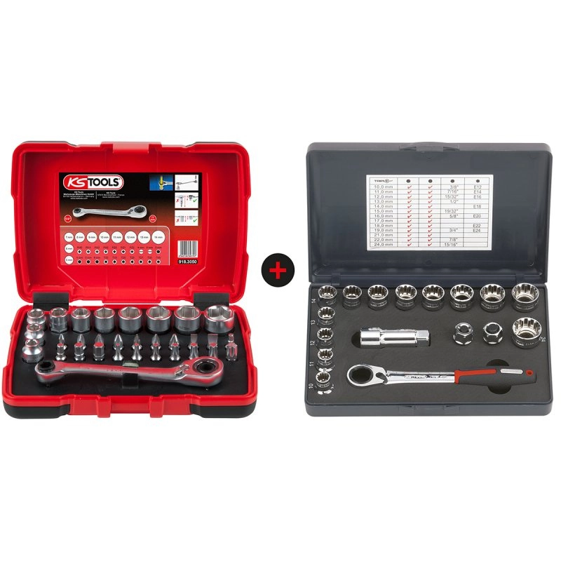 Lot de coffrets de douilles traversantes 1/4" - 3/8" - 1/2" KSTOOLS - 922.0648 Lot de coffrets de douilles traversantes 1/4" - 3/8" - 1/2" KSTOOLS - 922.0648